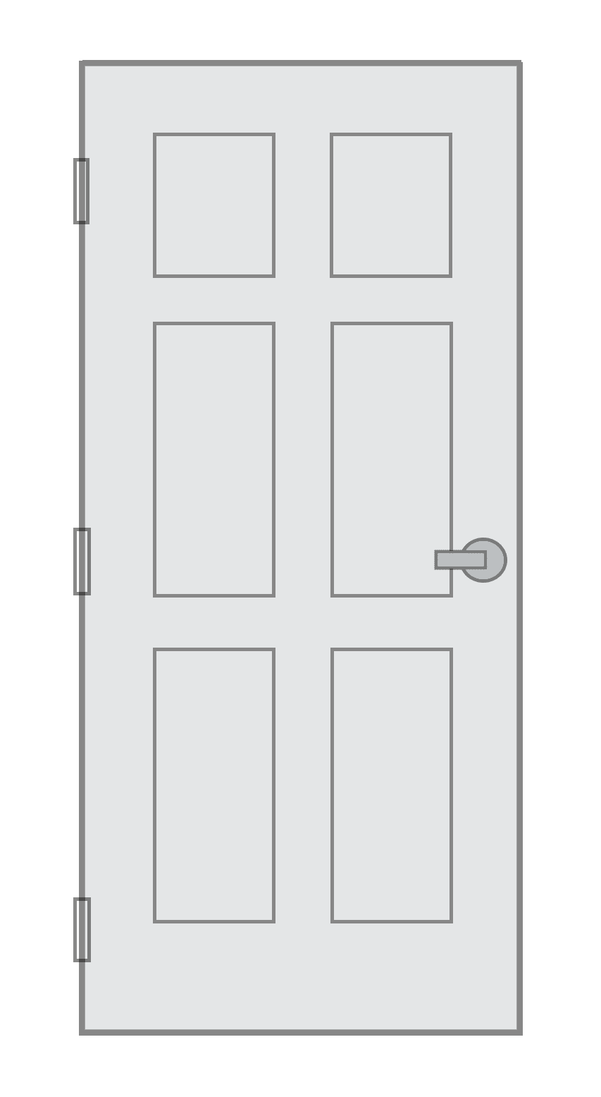 six panel commercial metal door