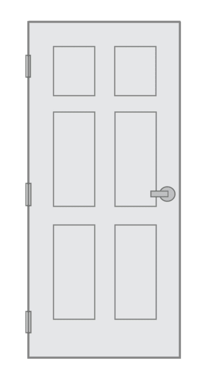 six panel commercial metal door